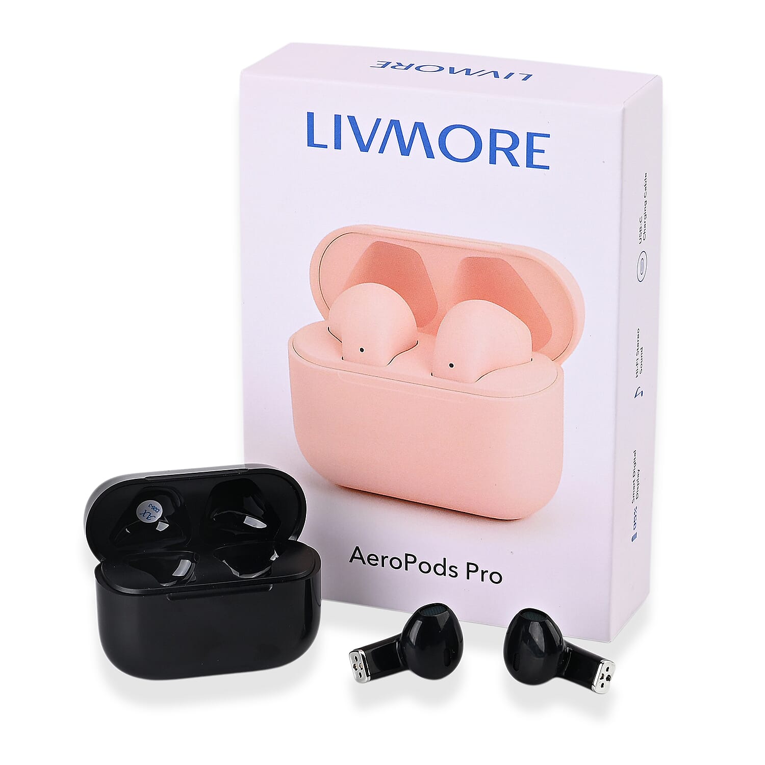 Black Bluetooth Earbuds with Display