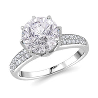 Moissanite 3.40 ctw Ring in Rhodium Over Sterling Silver (Size 10.0)