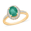 Kagem Zambian Emerald and White Diamond Ring in 18K Vermeil Rose Gold Over Sterling Silver (Size 10.0) 1.50 ctw - Sticky add to cart bar