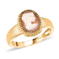 Natural Italian Conch Cameo 1.40 ctw Ring in 18K Vermeil Yellow Gold Over Sterling Silver (Size 7.0) - Sticky add to cart bar
