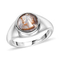 Natural Italian Conch Cameo 1.80 ctw Ring in Rhodium Over Sterling Silver (Size 10.0) - Sticky add to cart bar