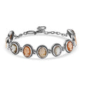 D'Joy Artisan Crafted Natural Italian Conch Cameo 12.40 ctw Vintage Muses Bracelet in Black Oxidized Sterling Silver (6.50-8.0In) - Sticky add to cart bar