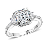 Lab Created White Sapphire and White Topaz 4.00 ctw Ring in Platinum Over Sterling Silver (Size 10.0)