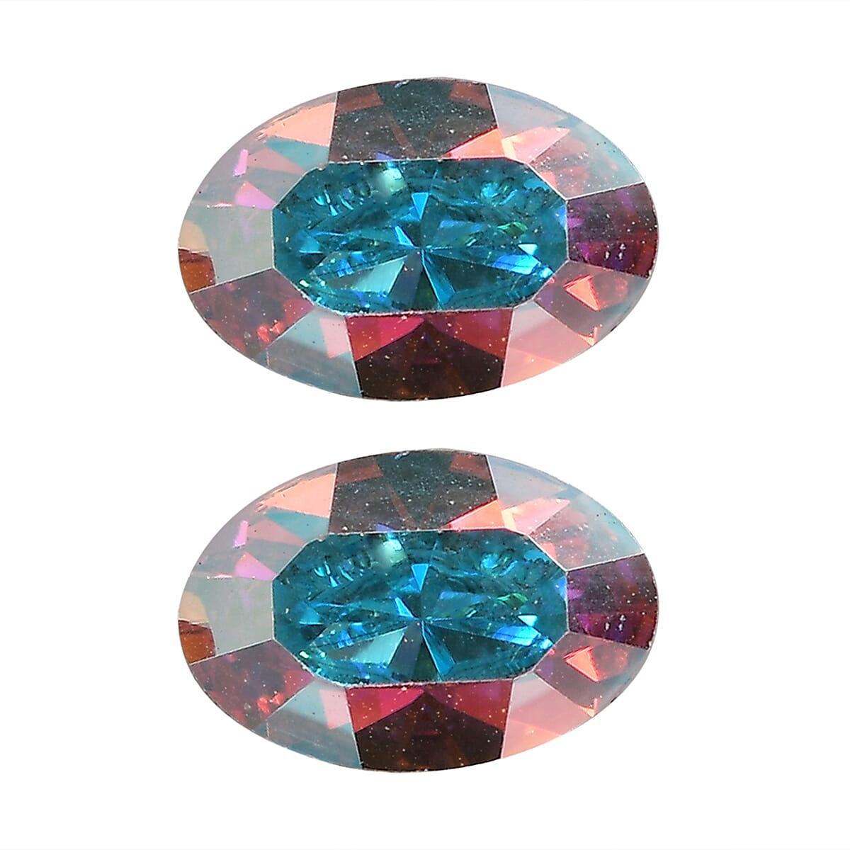 Aurora Borealis Crystal by Swarovski Set of 2 (Ovl 6x4 mm) 0.80 ctw Loose Gemstone