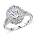 Moissanite (Rnd 6.5 mm) Ring in Rhodium Over Sterling Silver (Size 10.0) 1.60 ctw - Sticky add to cart bar