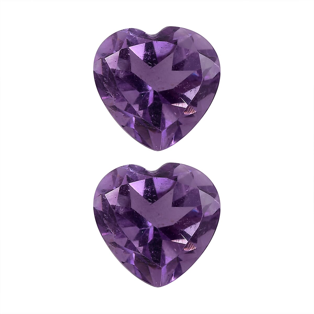 African Amethyst Set of 2 (Hrt 6 mm) 1.16 ctw Loose Gemstone