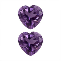 African Amethyst Set of 2 (Hrt 6 mm) 1.16 ctw Loose Gemstone