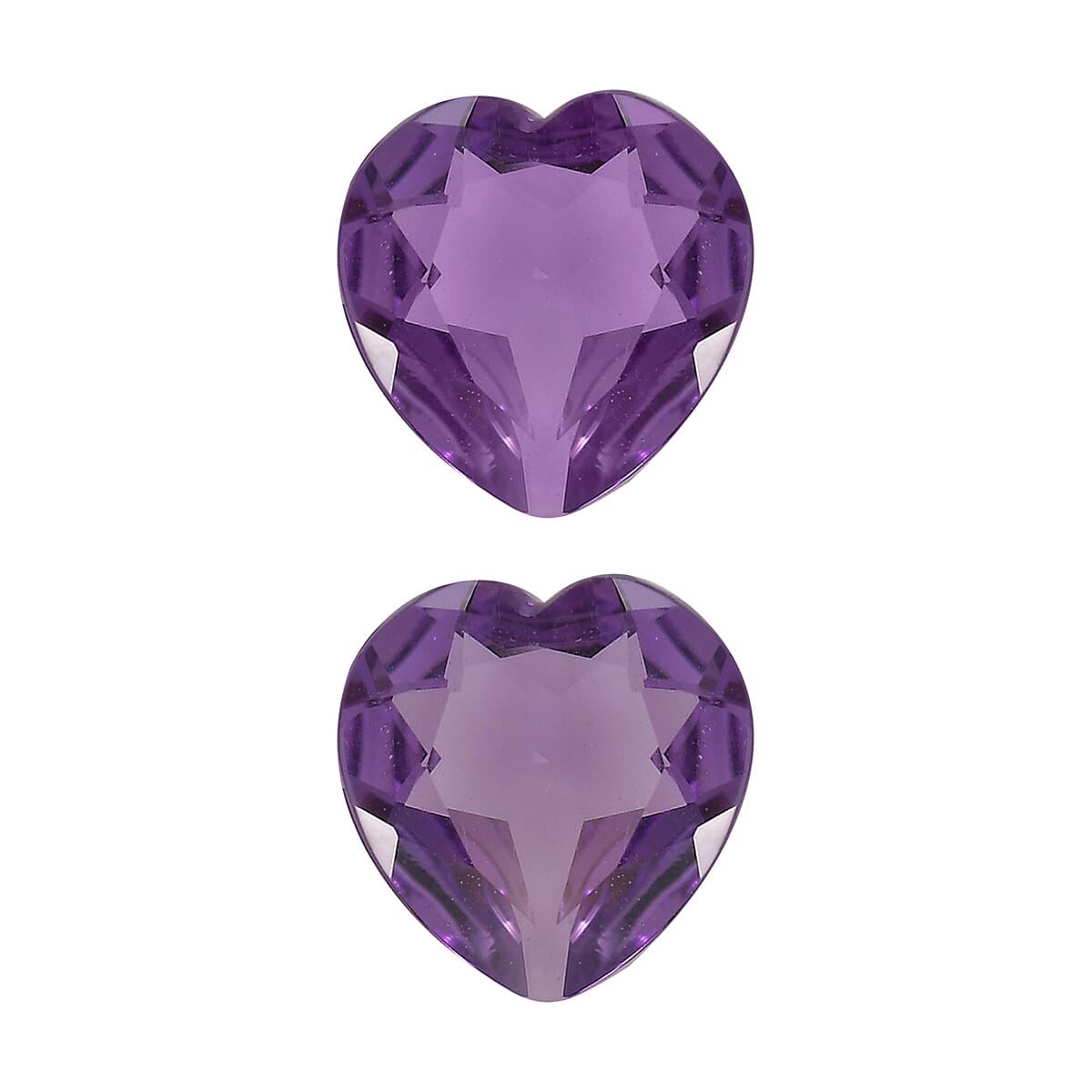 African Amethyst Set of 2 (Hrt 7 mm) 0.63 ctw Loose Gemstone