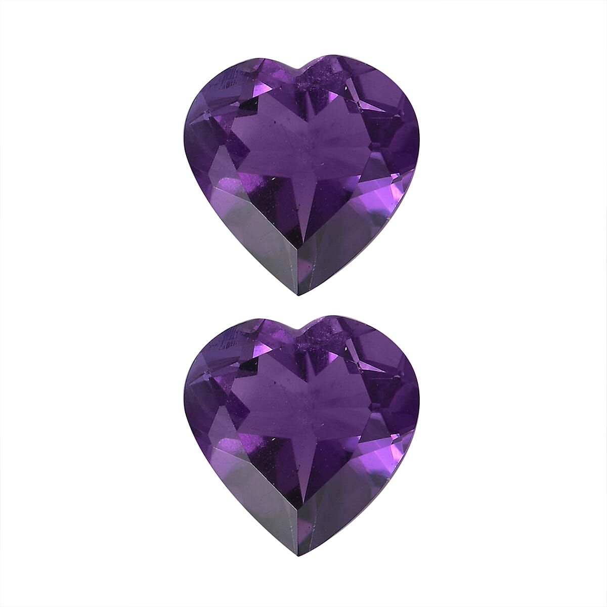 AA African Amethyst Set of 2 (Hrt 7 mm) 1.90 ctw Loose Gemstone