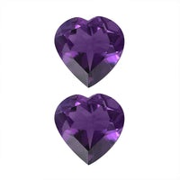 AA African Amethyst Set of 2 (Hrt 7 mm) 1.90 ctw Loose Gemstone