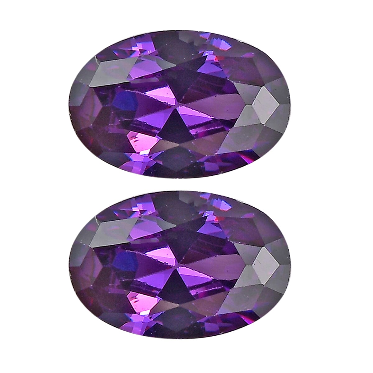 Simulated Amethyst Color Diamond Set of 2 (Ovl 6x4 mm) Loose Gemstone 1.27 ctw Loose Gemstone
