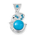 D'Joy Premium Sleeping Beauty Turquoise and Multi Gemstone 2.10 ctw Pendant without Chain in Rhodium Over Sterling Silver - Sticky add to cart bar