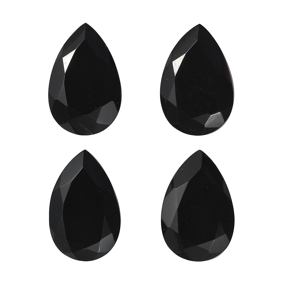 AA Black Onyx Set of 4 (Pear 9x6 mm) 4.37 ctw Loose Gemstone