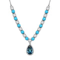 D'Joy Premium London Blue Topaz and Multi Gemstone 16.80 ctw Ocean Empress Necklace in Rhodium Over Sterling Silver 18 Inches - Sticky add to cart bar