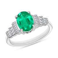 Luxoro Premium Kagem Zambian Emerald and G-H SI Diamond 1.33 ctw Ring in 14K White Gold