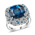 Premium London Blue Topaz, Multi Gemstone Ring in Rhodium Over Sterling Silver (Size 6.0) 12.00 ctw - Sticky add to cart bar