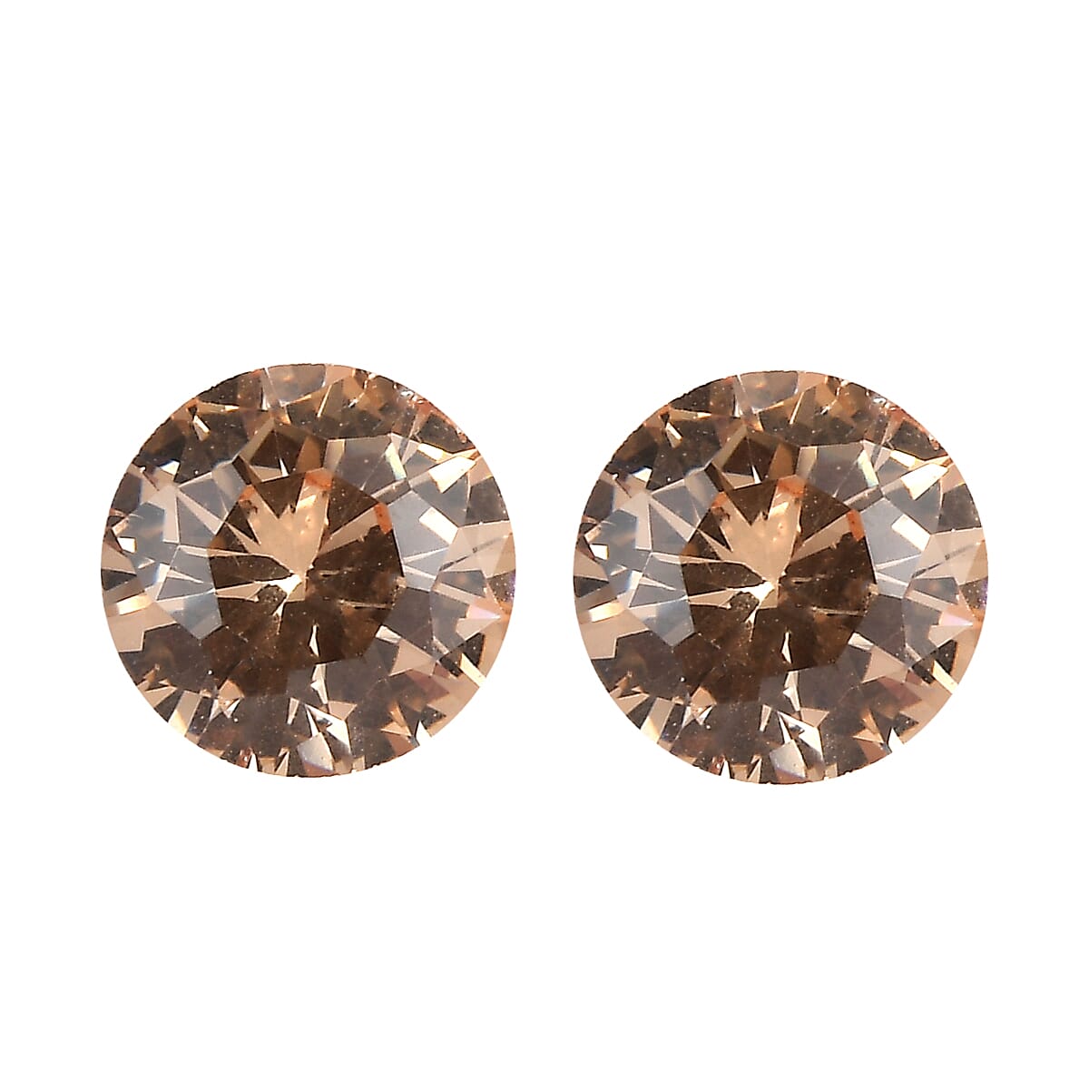 Simulated Champagne Diamond Set of 2 (Rnd 5 mm) Loose Gemstone 1.52 ctw Loose Gemstone