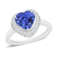 Luxoro Premium Tanzanite and White Diamond 2.40 ctw G-H I2 Ring in 14K White Gold