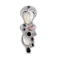 Sajen Silver Carved Bone and Multi Gemstone 10.25 ctw Pendant without Chain in Sterling Silver - Sticky add to cart bar