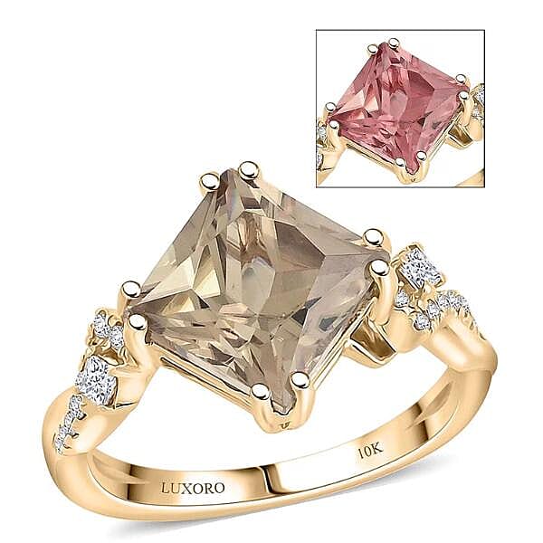Certified & Appraised Luxoro AAA Princess Cut Turkizite and G-H I2 Diamond 3.35 ctw Ring in 10K Yellow Gold