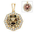 Certified & Appraised Luxoro AAA Turkizite and G-H I2 Diamond 2.60 ctw Pendant Necklace 18 Inches in 10K Yellow Gold - Sticky add to cart bar