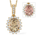 Certified & Appraised Luxoro AAA Turkizite and G-H I2 Diamond 2.45 ctw Pendant without Chain in 10K Yellow Gold - Sticky add to cart bar