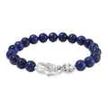 Lapis Lazuli 10mm Beaded Dragon Bracelet in Stainless Steel (7.5-8.0In) 45.00 ctw - Sticky add to cart bar