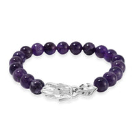 Lapis Lazuli 10mm Beaded Dragon Bracelet in Stainless Steel (7.5-8.0In) 45.00 ctw