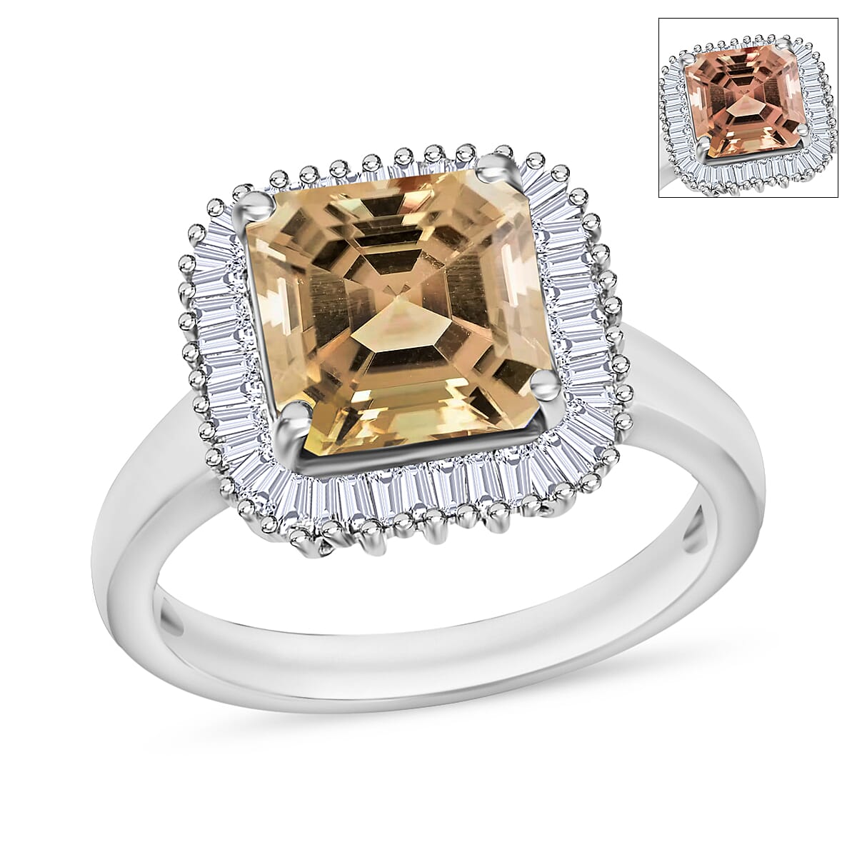 Luxoro Premium Turkizite and Diamond G-H I2 Ring 14K White Gold (Size 10.0) 2.85 ctw