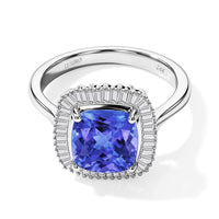 Rhapsody AAAA Tanzanite and E-F VS Diamond 2.85 ctw Cushion Shape Ballerina Ring in 950 Platinum 7.15 Grams