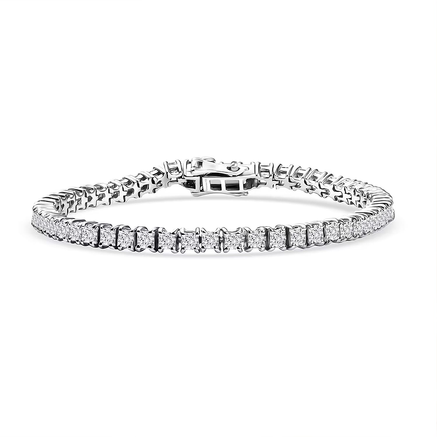 Luxuriant Lab Grown Diamond E-F, VS 5.00 ctw Bracelet in Rhodium Over Sterling Silver (6.50 In)