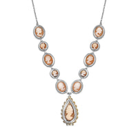 D'Joy Natural Italian Conch Cameo 12.65 ctw Victorian Elegance Necklace in 18K Vermeil YG and Rhodium Over Sterling Silver 18 Inches