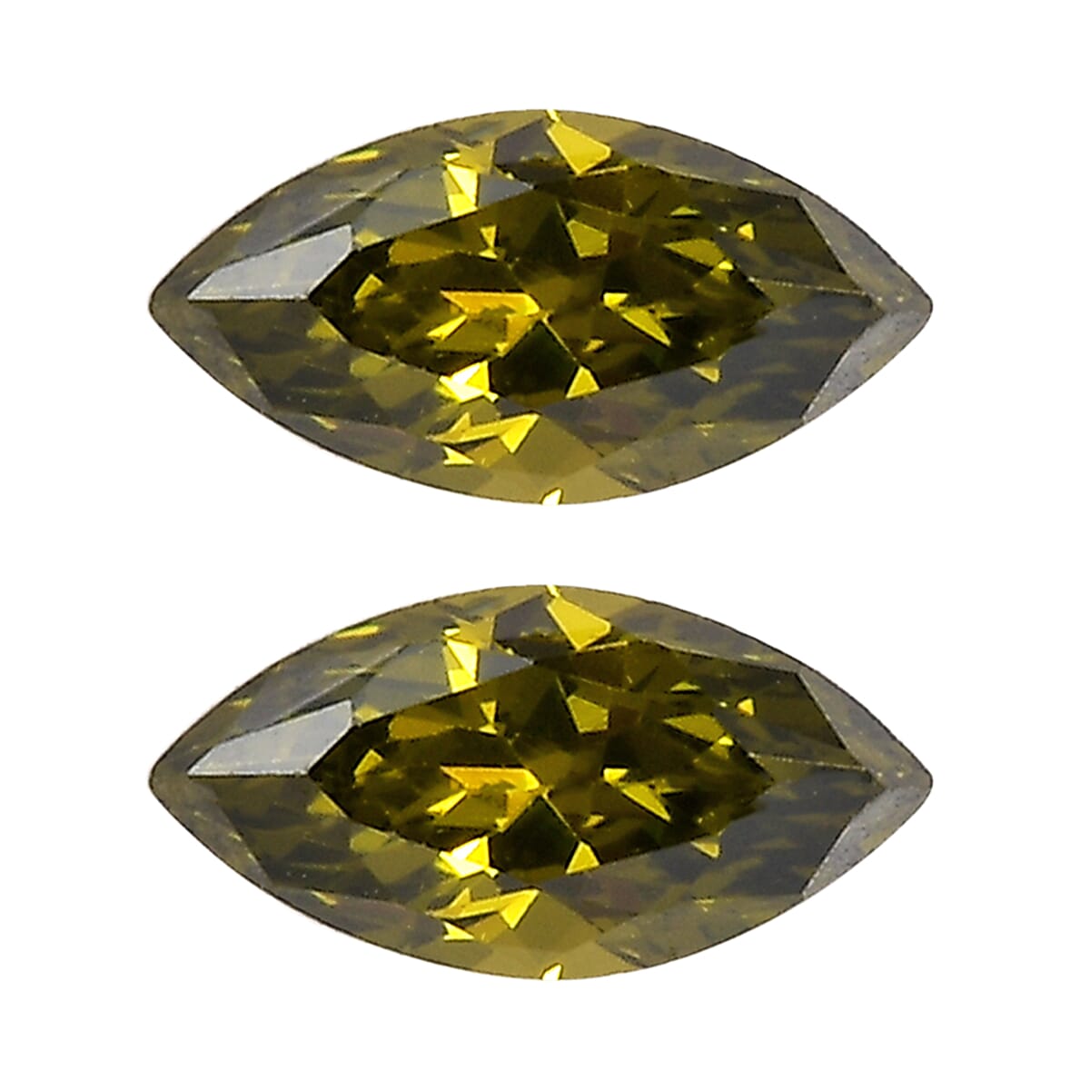 Simulated Peridot Diamond Set of 2 (Mrq 5x2.5mm) 0.41 ctw Loose Gemstone