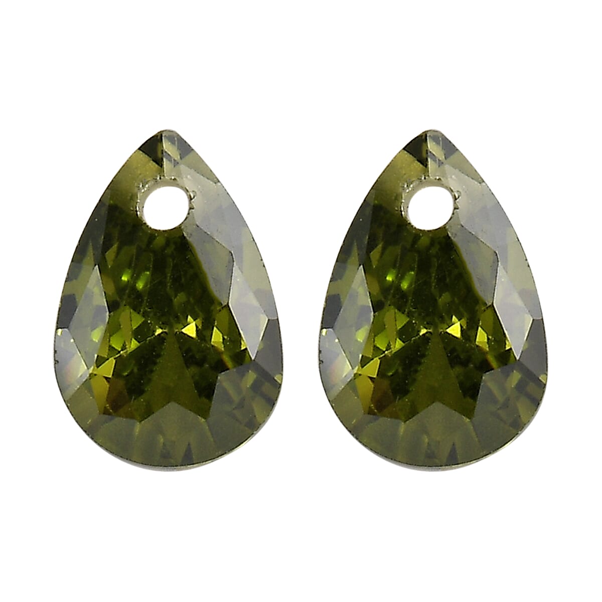 Simulated Peridot Diamond Set of 2 (Pear 6x4mm) 1.19 ctw Loose Gemstone