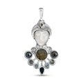 Sajen Silver Mother of Pearl Carved and Multi Gemstone 25.65 ctw Pendant without Chain in Sterling Silver - Sticky add to cart bar
