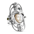 Sajen Silver Mother Of Pearl Carved and Multi Gemstone 0.50 ctw Ring in Sterling Silver - Sticky add to cart bar