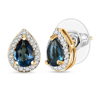 D'Joy Premium London Blue Topaz and White Zircon 2.50 ctw Royal Dew Earrings in 18K Vermeil Yellow Gold Over Sterling Silver