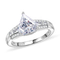 Diamond -Cut Moissanite (Fancy 8 mm) Solitaire Ring in Rhodium Over Sterling Silver (Size 10.0) 1.90 ctw - Sticky add to cart bar