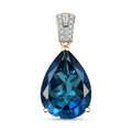 Luxoro Premium London Blue Topaz and G-H I2 Diamond 14.00 ctw Droplet Pendant without Chain in 10K Yellow Gold - Sticky add to cart bar