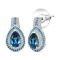 D'Joy Premium London Blue Topaz and Multi Gemstone 4.10 ctw Ocean Teardrop Earrings in Rhodium Over Sterling Silver - Sticky add to cart bar