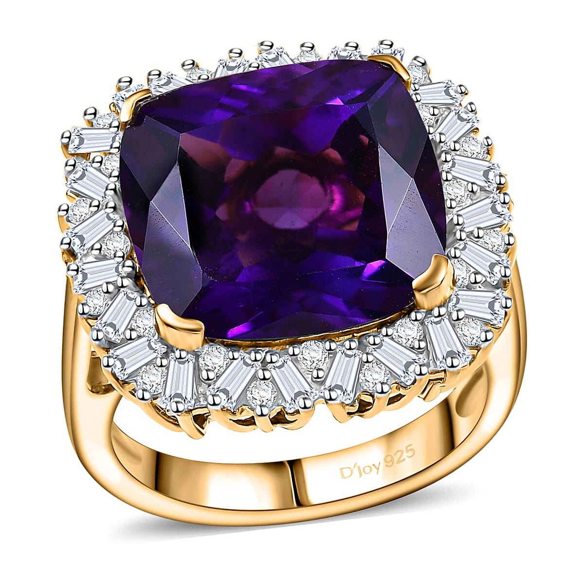 Epic Deal AAA Zambian Amethyst, Moissanite Ring in 18K Vermeil YG Over Sterling Silver (Size 10.0) (Del. In 12-15 Days) 11.65 ctw