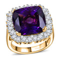 Epic Deal AAA Zambian Amethyst, Moissanite Ring in 18K Vermeil YG Over Sterling Silver (Size 10.0) (Del. In 12-15 Days) 11.65 ctw - Sticky add to cart bar
