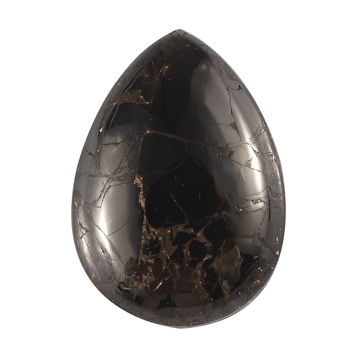 Matrix Silver Shungite (Pear 14x10 mm) 3.18 ctw Loose Gemstone