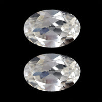 Set of 2 White Zircon (Oval 6x4 mm) 1.28 ctw Loose Gemstone