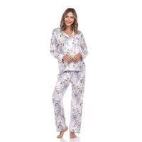 White Mark Grey Multi Color Long Sleeve Floral Pajama Set - S