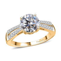 Moissanite 2.20 ctw Ring in 18K Vermeil Yellow Gold Over Sterling Silver (Size 10.0)