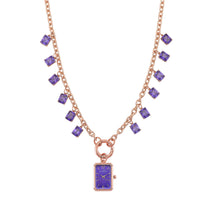 Classic Succession Simulated Purple Diamond Miyota Japanese Movement watch in Rosetone with Stainless Steel Chain (24 Inches) 18.00 ctw