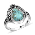 Artisan Crafted Blue Moon Turquoise 2.80 ctw Ring in Black Oxidized Sterling Silver (Size 10.0) - Sticky add to cart bar