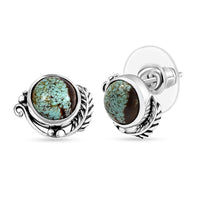 D'Joy Artisan Crafted Blue Moon Turquoise 3.70 ctw Feather Earrings in Black Oxidized Sterling Silver