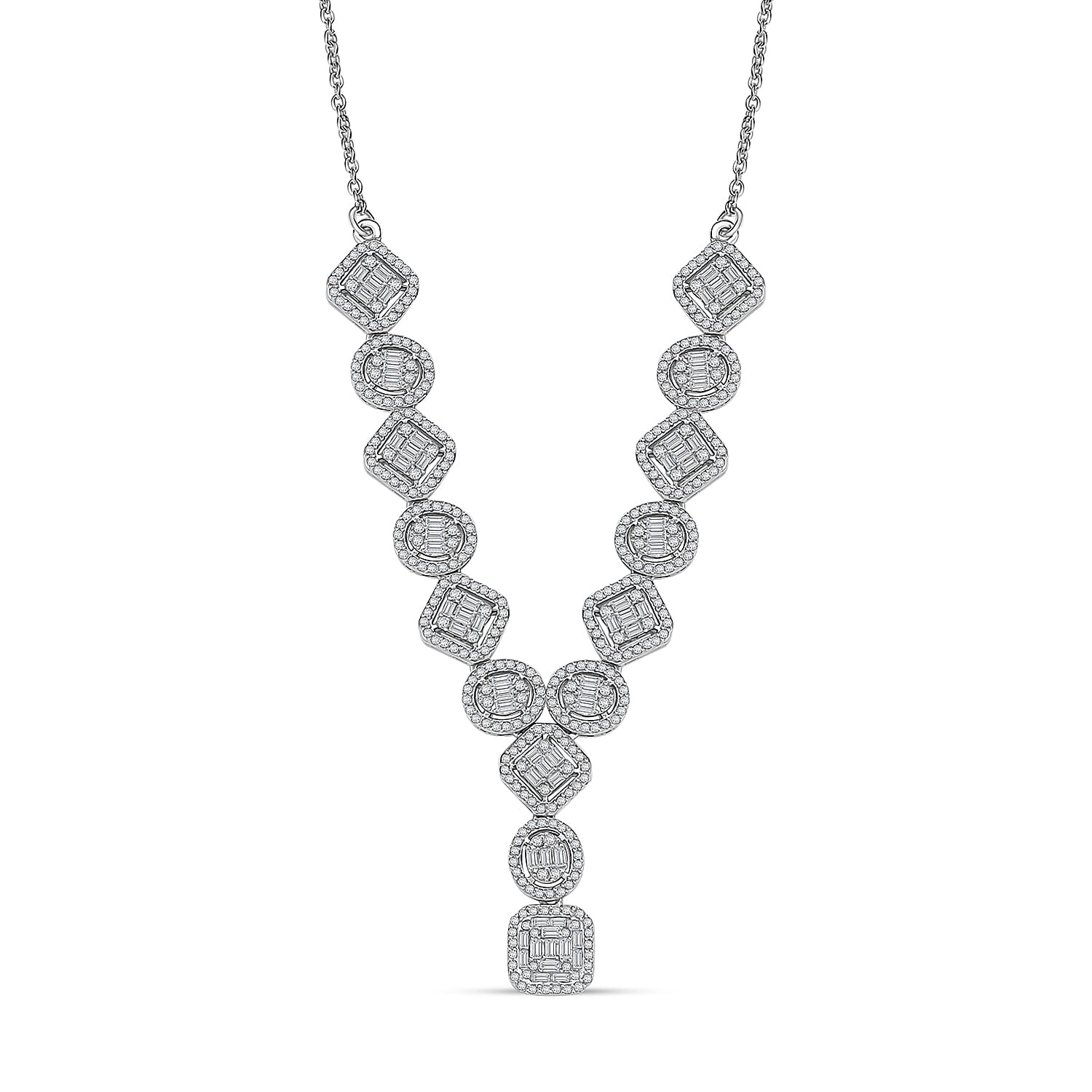 D'Joy Diamond 3.00 ctw Necklace in Rhodium Over Sterling Silver 18 Inches